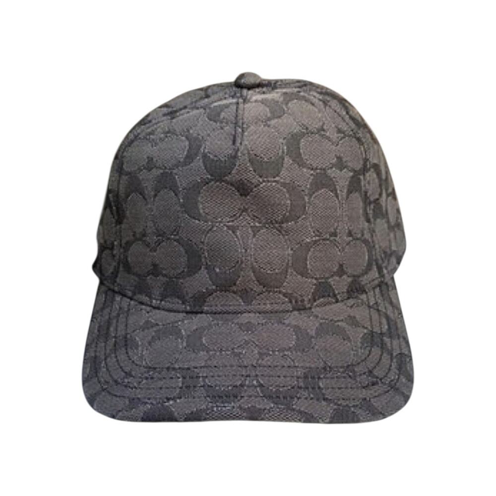 COACH Designer Baseball Hat Metallic Black Signature Logo Adjustable